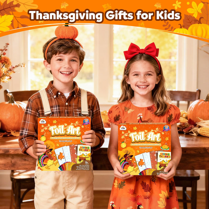 ZMLM Kids Thanksgiving Card Foil Art Crafts Set