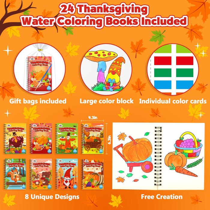 ZMLM 24 Water Coloring Books for Kids Ages 4-8 (Thanksgiving)