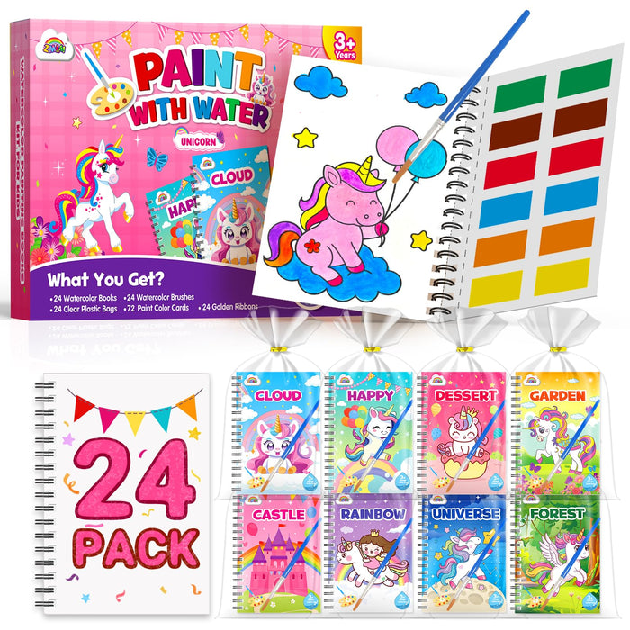 ZMLM 24 Pack Drawing Pad Party Favors Water Coloring Books Ages 4-8