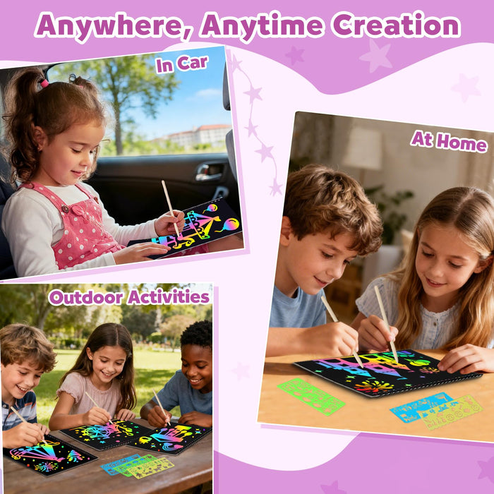 ZMLM 2 Pack Scratch Paper Art-Crafts Gift（Violet）