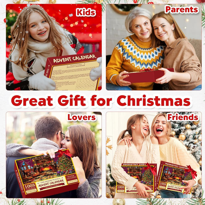 Pigipigi Advent Calendar for Adults Kids, 1008 Pieces 24 Day Christmas Jigsaw puzzles