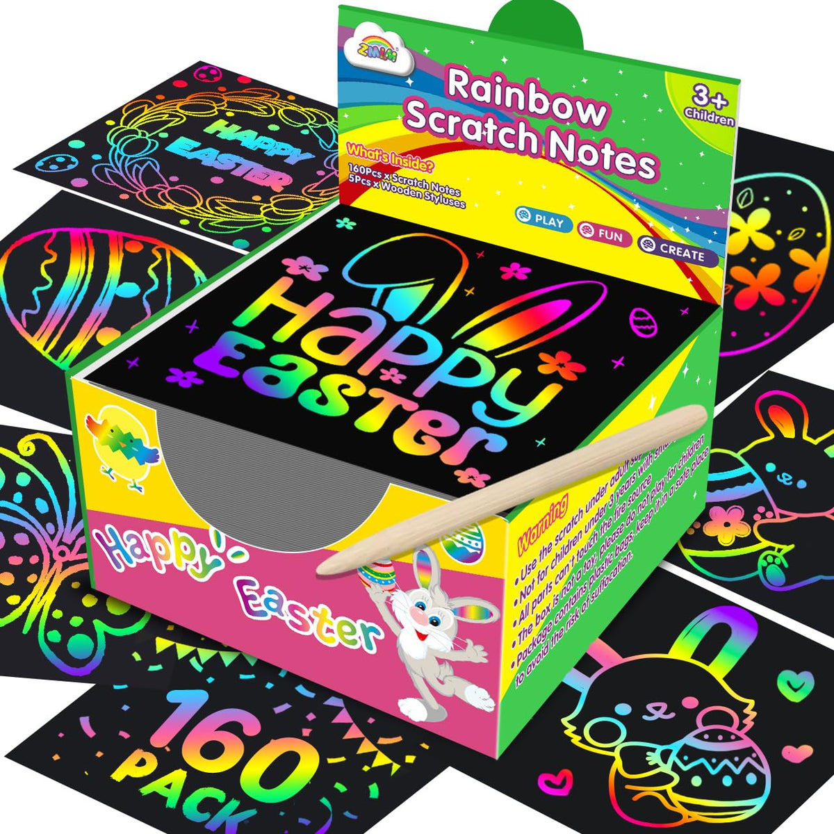 ZMLM Rainbow Scratch Art Paper Mini Note for Kids Gifts