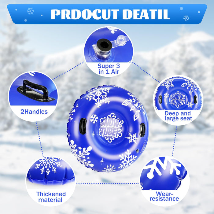 ZMLM Snow Tube, 47 Inches Inflatable Snow Sleds