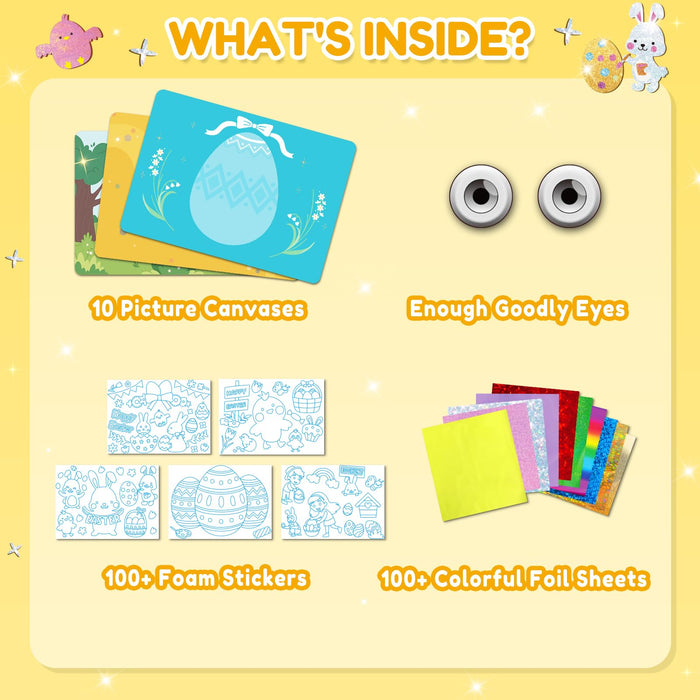 ZMLM Easter Crafts Gifts for Kids - Foil Art Mess Free Activity