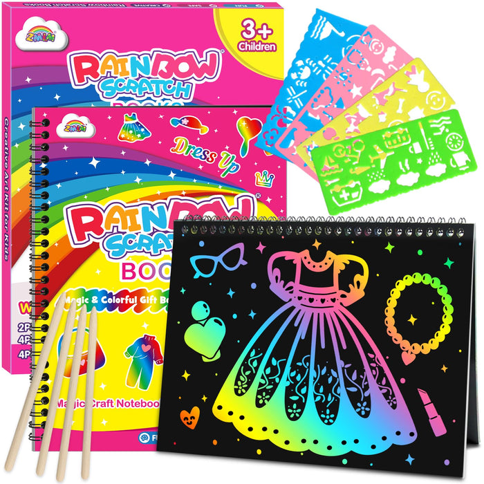 ZMLM 2 Pack  Scratch Paper Art-Crafts Gift Dress up