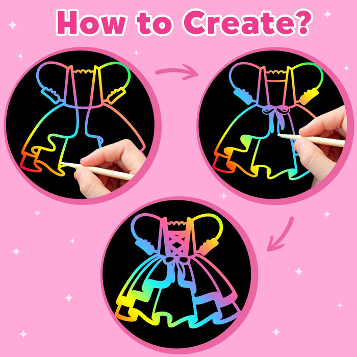 ZMLMKIDS  2 Pack  Scratch books for drawing dress up