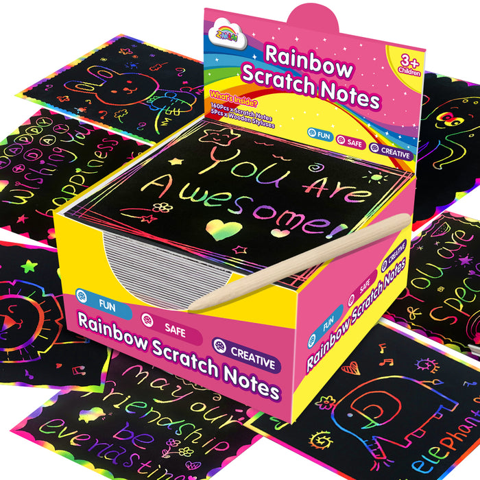 ZMLM 165 Pcs Rainbow Scratch Paper Art Notes